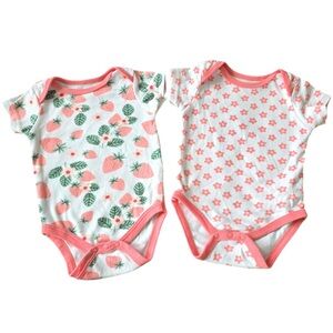 Peach and Floral Print Kids One Pieces